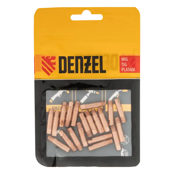 Токосъемный наконечник под проволоку DENZEL 1,2 мм, М5х24, E-CU, 20 шт для MIG горелки тип 15