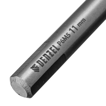 Сверло спиральное по металлу DENZEL 11 х 195 мм, Р6М5, Golden Tip, удлиненное