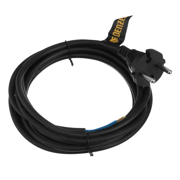 Шнур сетевой Energy Series DENZEL, ПВС, 3 м, 2 x 1 мм, с неразборной вилкой, черный