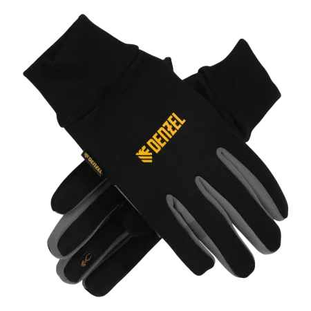 Перчатки универсальные DENZEL, двойные, работа с сенсорным экраном, вязанная манжета, размер 9
