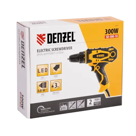 Дрель-шуруповерт сетевая DENZEL SD-300-10