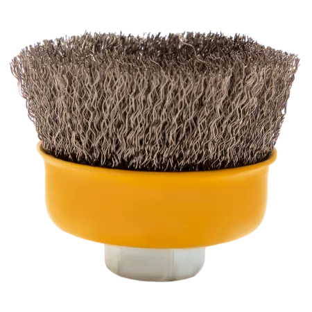 Щетка для УШМ DENZEL 746043, 75 мм, «чашка», витая нержавеющая проволока 0.3 мм, М14