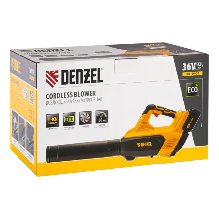 Воздуходувка аккумуляторная DENZEL RB180-36, Li-ion, 36 В, 4 Ач, 180 км/ч, 820 м3/ч
