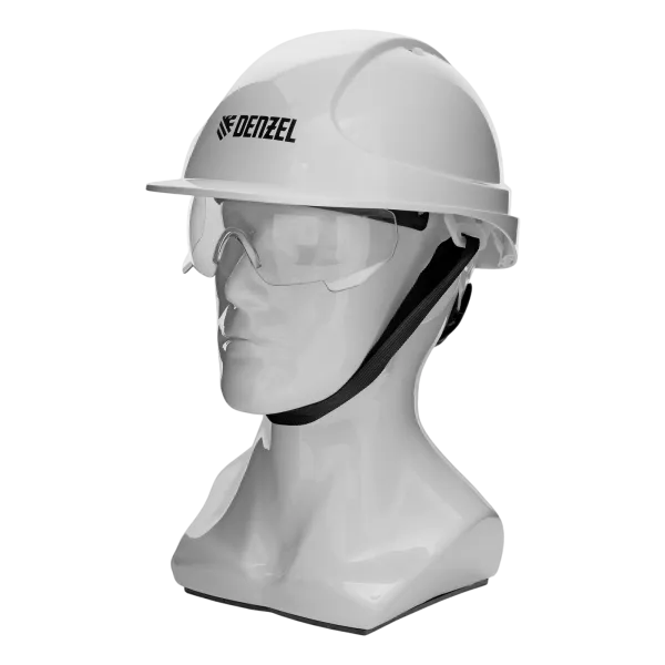 Каска защитная DENZEL ударопр.«Форвард» (К-05),ABS/PC,комплект со встроен.очк.ОЧК-05 Форвард, белая