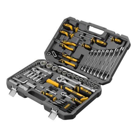 Набор инструментов DENZEL 1/2", 1/4", CrV, S2, пластиковый кейс, 84 предмета