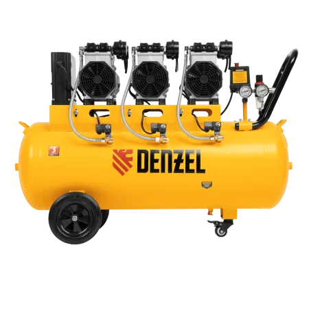 Компрессор безмасляный, малошумный DENZEL DLS 3300/100, 3300 Вт,3x1100, 100 л, 570 л/мин ,блок управления
