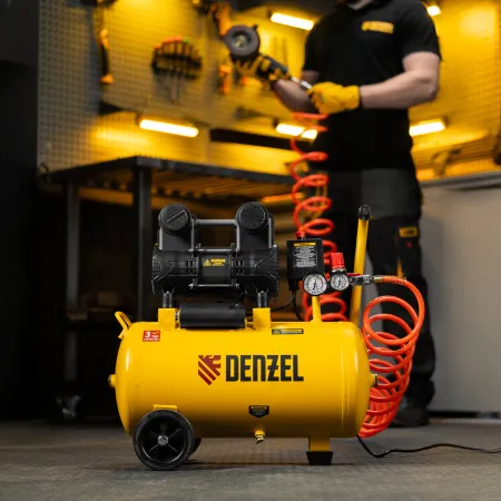 Компрессор безмасл. малошумный DENZEL DLP-950/24, 950Вт,24 л, 2850 об/мин, 170 л/мин