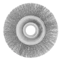 Щетка для УШМ DENZEL 746563, 125 мм, «плоская», витая нержавеющая проволока 0.3 мм, посадка 22.2 мм