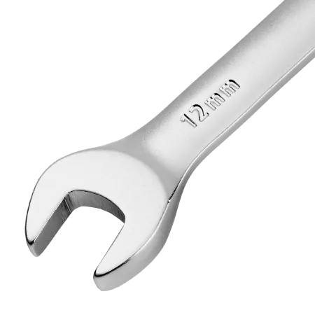 Ключ комбинированный трещоточный DENZEL, 12 мм, CrV, матовый хром