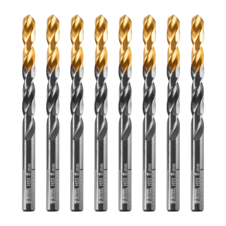 Сверло по металлу DENZEL 8 мм, HSS-Tin, Golden Tip, 8 шт.