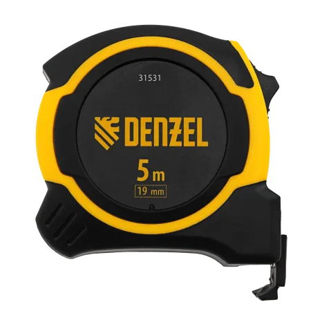 Рулетка DENZEL 5м х 19мм, двухкомп. корпус, магнитный обрезиненный зацеп