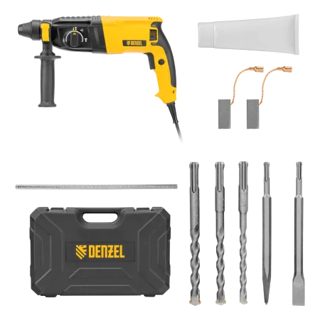 Перфоратор электрический DENZEL RHB-800-26, SDS-plus, 800 Вт, 3 Дж, 4 реж.
