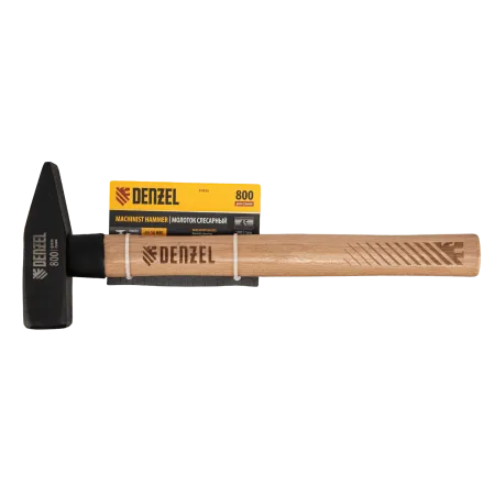 Молоток слесарный DENZEL 800 г, кованый квадратный боек, буковая рукоятка