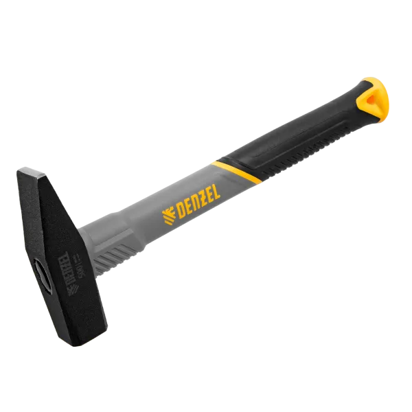Молоток слесарный DENZEL 500 г, кованый, фибергласовая  рукоятка c TPR покрытием