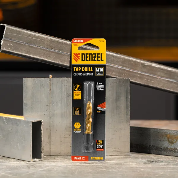 Сверло-метчик DENZEL М10 х 1,25 мм, Р6М5