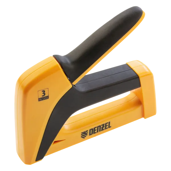 Мебельный степлер DENZEL 40210, пластиковый корпус, тип скобы: 13, 53, 300, 6-14 мм