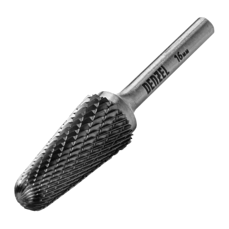 Борфреза по металлу DENZEL твердосплавная, коническая закругленная, тип-L, 16 мм