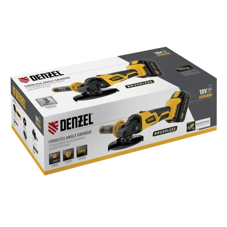 Машина углошлифовальная аккумуляторная бесщеточная DENZEL BLG-IB-18-125-4, Li-ion, 18 В