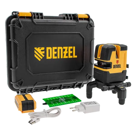 Лазерный уровень DENZEL LX 06 Green, 30 м, 520 нм, аккумулятор Li 5200 mAh, резьба 5/8
