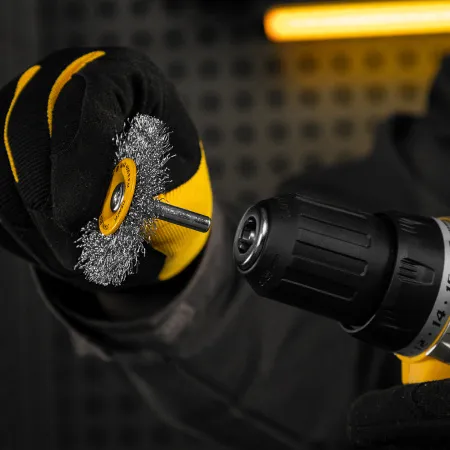 Щетка для дрели DENZEL, 60 мм, Плоская, со шпилькой, нержавеющая витая проволока