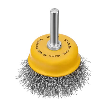 Щетка для дрели DENZEL, 50 мм, Чашка, со шпилькой, нержавеющая витая проволока