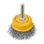 Щетка для дрели DENZEL, 50 мм, Чашка, со шпилькой, нержавеющая витая проволока