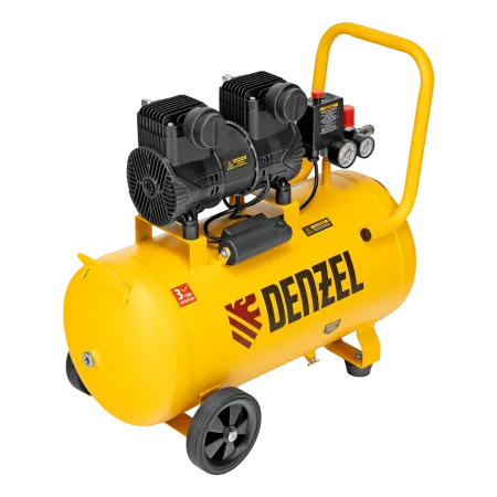 Компрессор безмасл. малошумный DENZEL DLP-1500/50, 1,5 кВт,50 л, 2850 об/мин, 250 л/мин