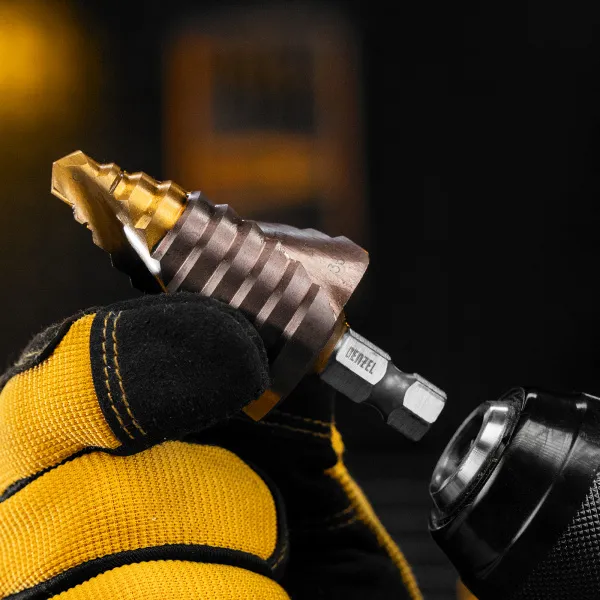 Сверло ступенчатое DENZEL, 9-12-15-18-21-24-27-30-33-36 мм, Р6М5К5, 6-гр. хвостовик