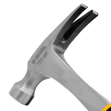 Молоток-гвоздодер DENZEL 350 г, цельнометаллический, двухкомпонентная рукоятка