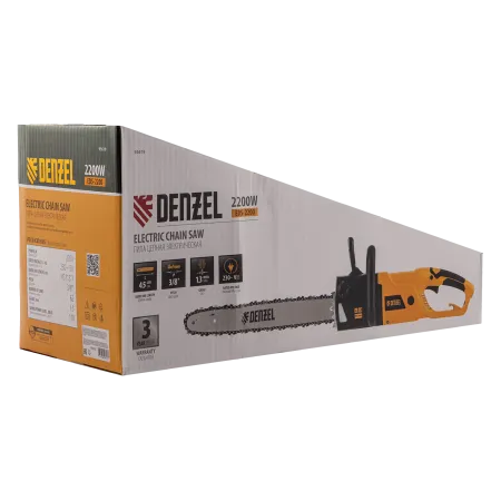 Пила цепная электрическая DENZEL EDS-2200, 2.2 кВт, шина 45 см, шаг 3/8, 62 звена
