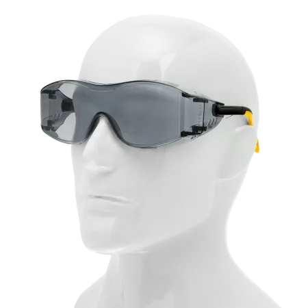 Очки защитные DENZEL открытые, поликарбонатные, увеличенная дымчатая линза, регулируемые дужки