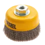 Щетка для УШМ DENZEL 746053, 100 мм, «чашка», витая нержавеющая проволока 0.3 мм, М14