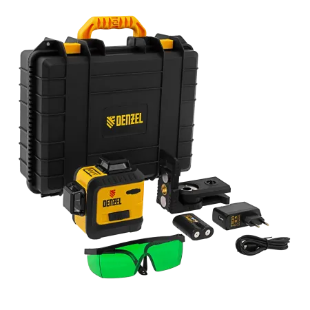 Лазерный уровень мультипризм. DENZEL LXI 360-2 Green, 30 м, 520 нм, акк. Li 2800 mAh, резьба 1/4"