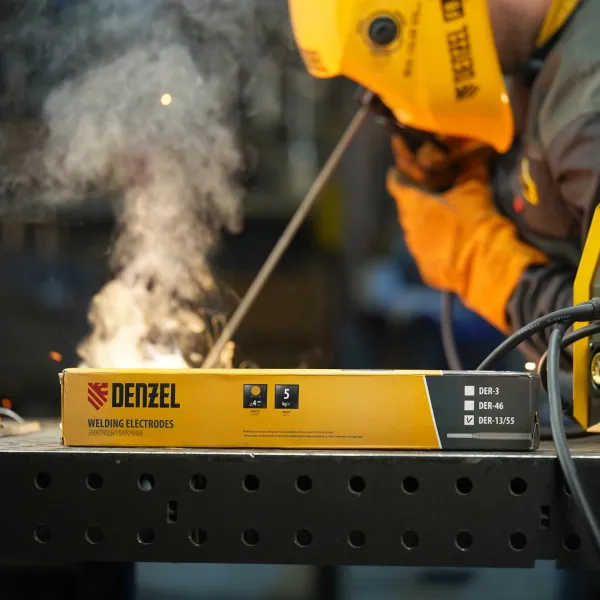 Электроды DENZEL DER-13/55, диам. 4 мм, 5 кг, основное покрытие
