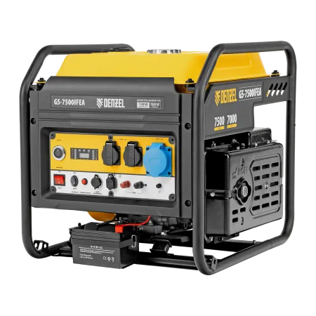 Генератор инверторный DENZEL GS-7500iFEA, 7,5 кВт, 230 В, открытый корпус, электростартер, ATS