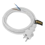 Шнур сетевой Energy Series DENZEL, ПВС, 3 м, 2 x 1,5 мм, с неразборной вилкой, белый