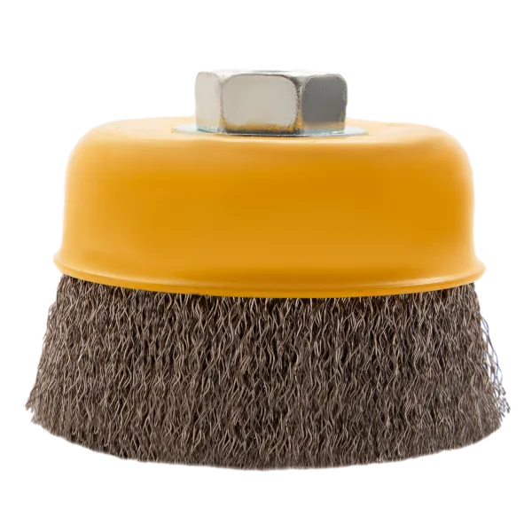 Щетка для УШМ DENZEL 746043, 75 мм, «чашка», витая нержавеющая проволока 0.3 мм, М14