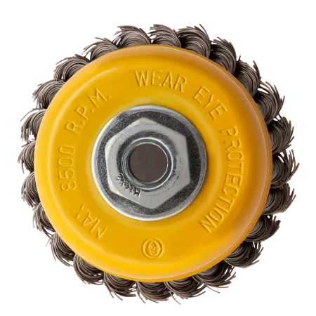 Щетка для УШМ DENZEL 746283, 100 мм, «чашка», крученая нержавеющая проволока 0.5 мм, М14