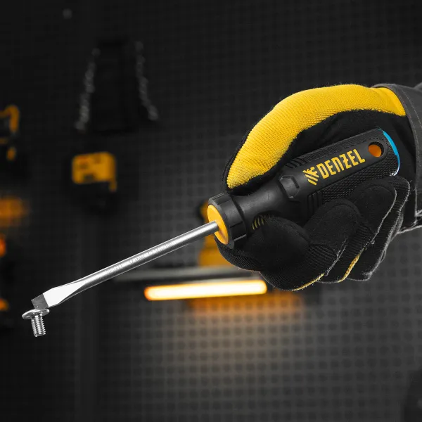 Отвертка DENZEL SL6x100 мм, S2, 3к рукоятка