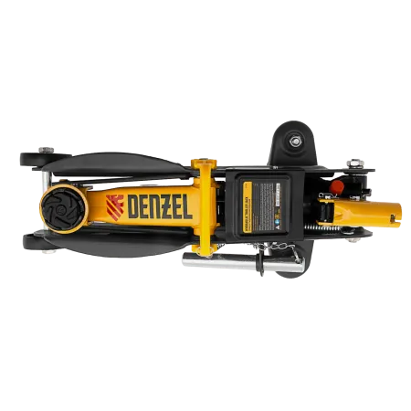 Домкрат гидравлический DENZEL подкатной с фиксатором, 2 т, 130-330 мм, в кейсе