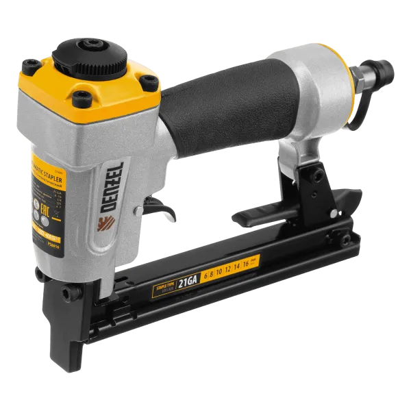 Степлер пневматический DENZEL PS8016 для прямоугольных скоб 21GA от 6 до 16 мм