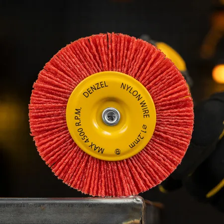 Щетка для дрели DENZEL, 100 мм, Плоская, со шпилькой, нейлоновая щетина