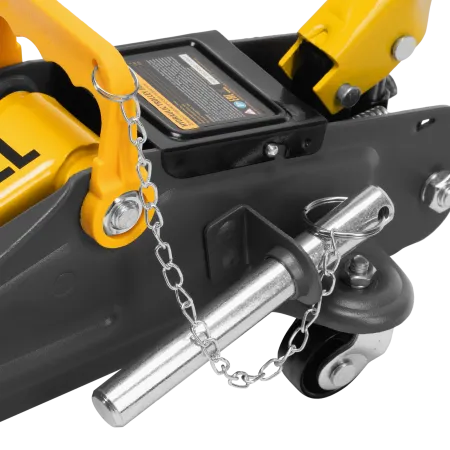 Домкрат гидравлический DENZEL подкатной с фиксатором, 2,8 т, 135-385 мм