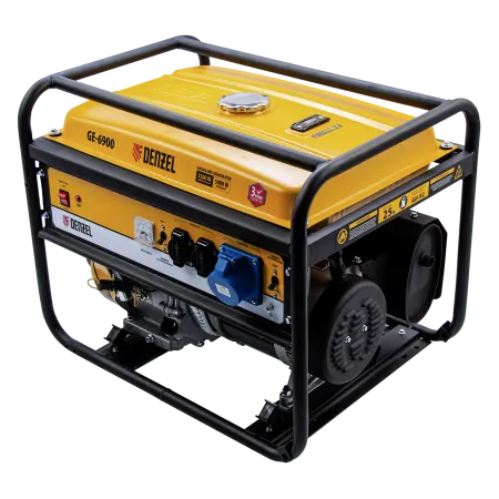 Генератор бензиновый DENZEL GE 6900, 5.5 кВт, 220 В/50 Гц, 25 л, ручной старт