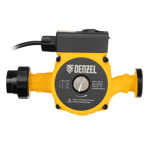 Циркуляционный насос DENZEL CP25-6, напор 6 м, 50 л/мин, 1 м кабель, монт. длина 180 мм