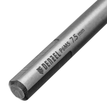 Сверло спиральное по металлу DENZEL 7,5 x 109 мм, Р6М5, Golden Tip, многогранная заточка