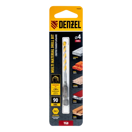 Сверло универсальное DENZEL, Multi cut, 4 мм