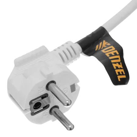 Шнур сетевой Energy Series DENZEL, ПВС, 1,5 м, 3 x 1,5 мм, с неразборной вилкой, белый