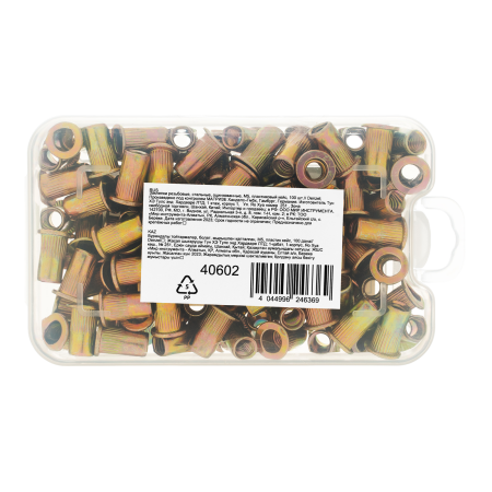 Заклепки резьбовые DENZEL стальные, оцинкованные, М5, пластиковый кейс, 100 шт.