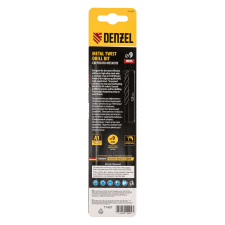 Сверло по металлу DENZEL 9 мм, HSS Co-8%